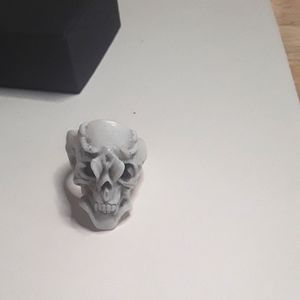 Beautiful ONE OF A KIND handmade marble skull and rose ring size 11
